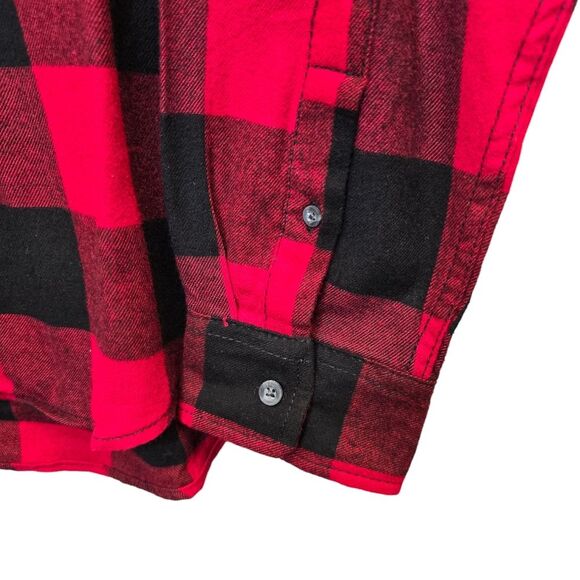 NWT George Men's L (42-44) Red Plaid Flannel Long Sleeve Buffalo Check Shirt - Picture 7 of 15